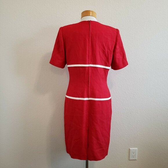 Vintage Kasper ASL Secretary Shift Red Dress 10 - Picture 4 of 12